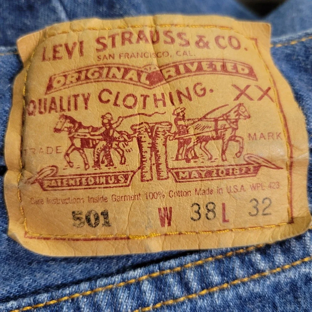 VTG Levis 501 Jeans Mens 36x32(Tag 38) Made in USA 1995 Blue Denim Button Fly